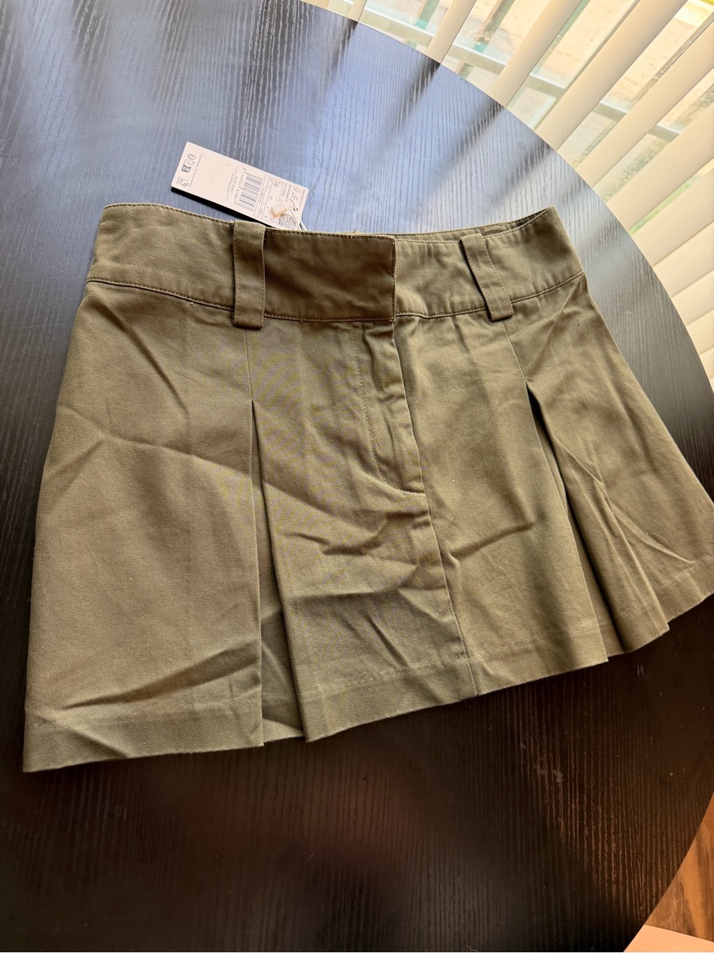 Mango NWT Pleated Mini Skirt - Olive Green